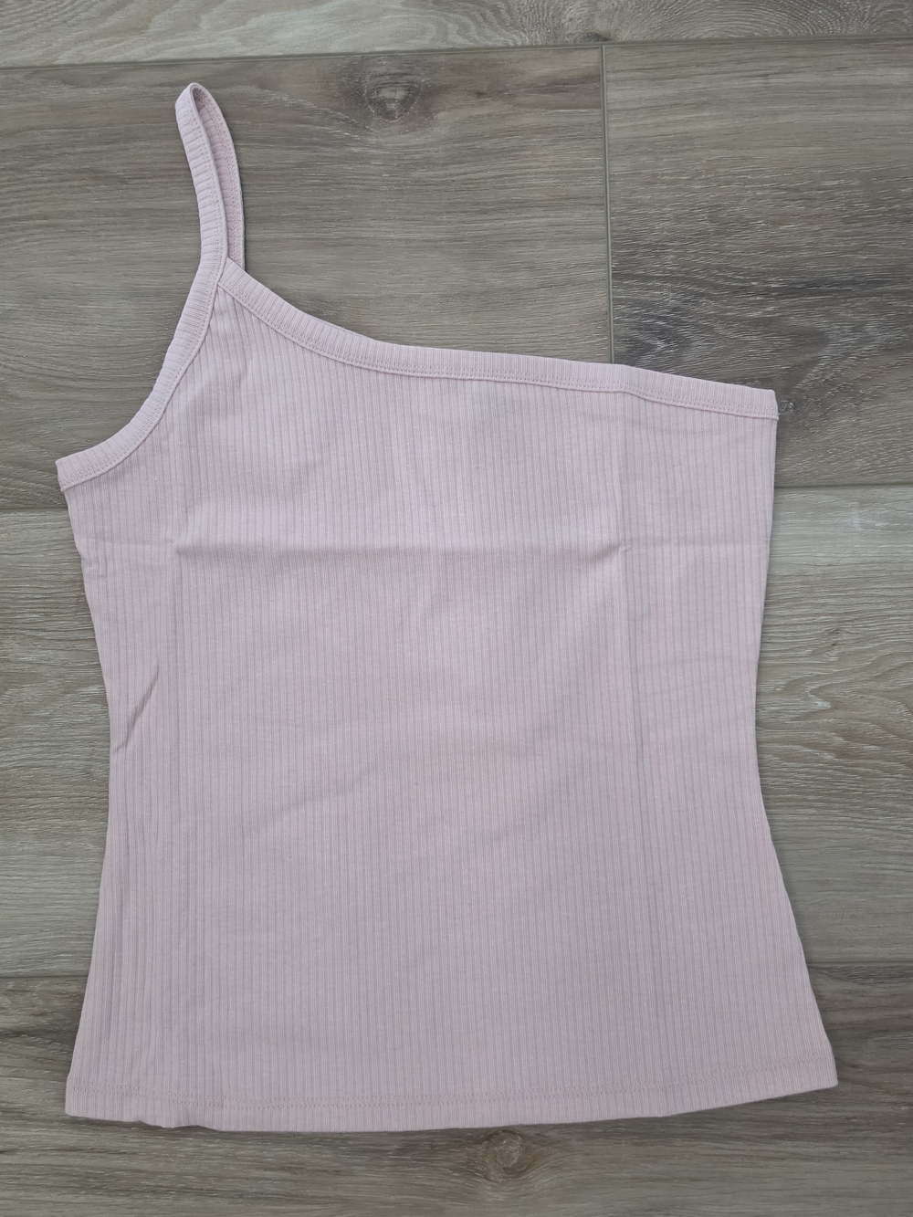Double Zero Blush Pink One-Shoulder Ribbed Tank